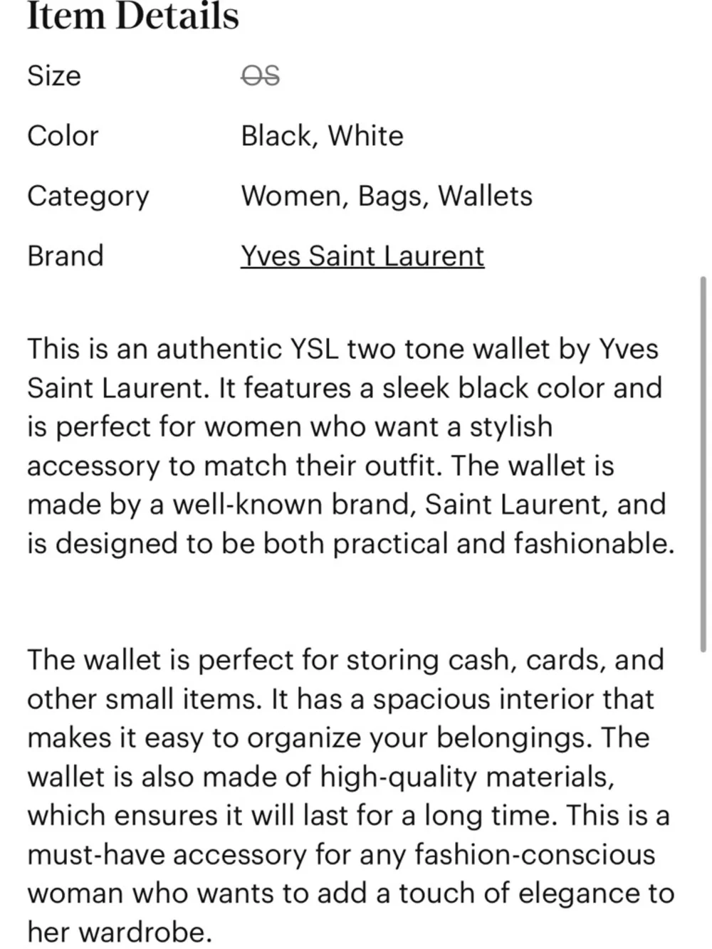 Yves Saint Laurent Black and White Bicolor Leather Continental Wallet - Picture 12 of 12